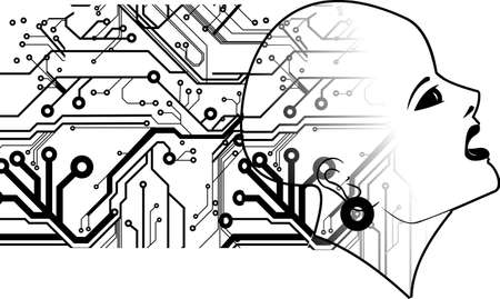 Bald Head And printed Circuitsのイラスト素材