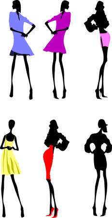 Fashion Girls Designer Silhouette Sketchのイラスト素材