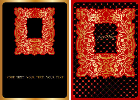 Red And Gold Ornate Cover. Vector Illustration.のイラスト素材