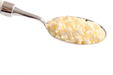 Cheese Spon. Isolated On White Background.の写真素材