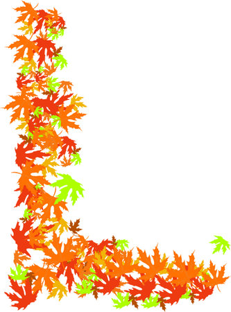 Yellow Red Autumn Leaves Frame Background. Vector Illustration.のイラスト素材