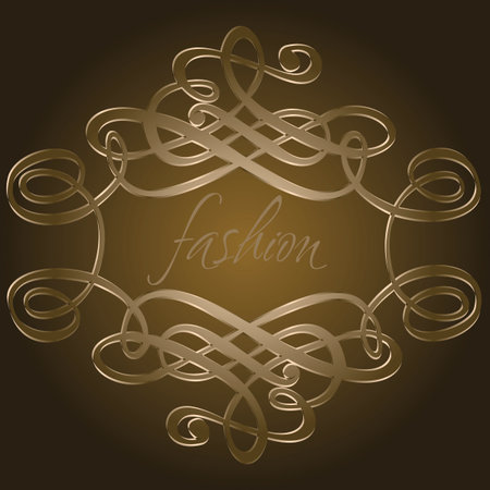 Dark Brown Calligraphy Curves Quad. Vector Illustration.のイラスト素材
