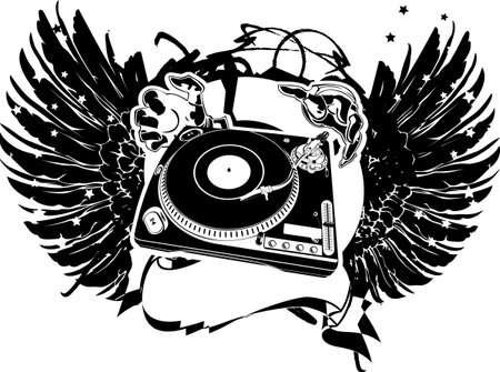Black And White Wings DJ Flayer. のイラスト素材