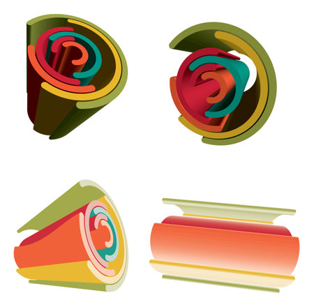 Sets Of 3D Abstract Futuristic Vibrant Color Rainbow.のイラスト素材