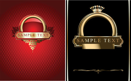 Red, Black And Gold Ornate Banner. のイラスト素材