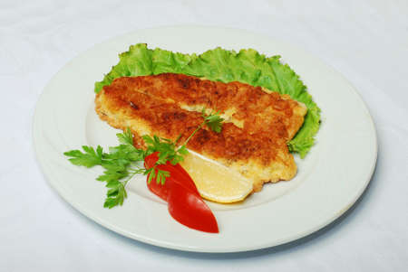 Grilled Meat With Vegetable Salad On White Table.の写真素材