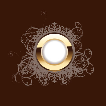 High Ornate Gold Ring On Brown Background.のイラスト素材