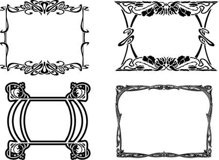 Set Of Four Elegance Baroque Black Framesのイラスト素材