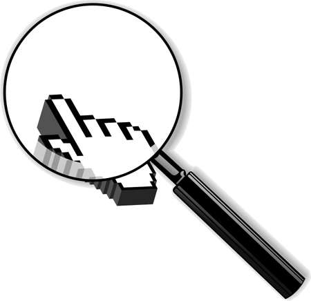 Zoom Lens And 3d Palm Cursor. Vector Illustration.のイラスト素材