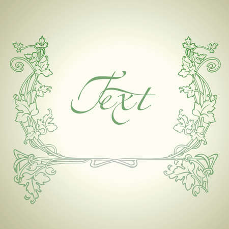 Vintage Floral Green Ornate Frame.のイラスト素材