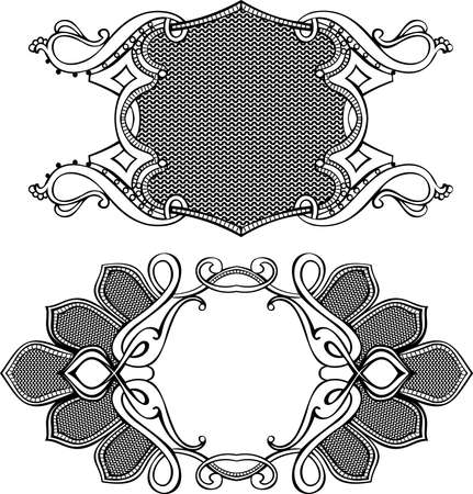 Two Vector Frames Ornament Elements In Antique Style.のイラスト素材