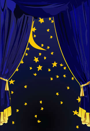 Starry Night Curtains Editable Vector Backgroundのイラスト素材