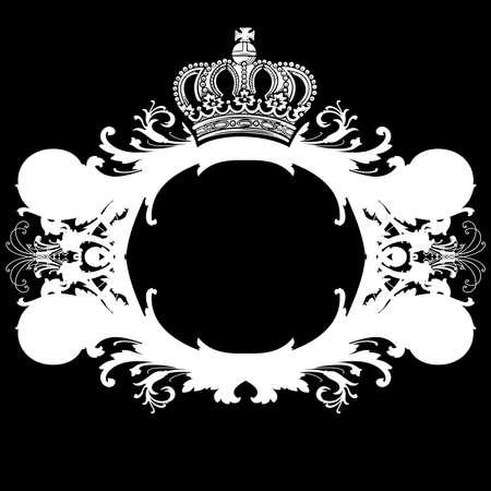 Black And White Ornate Heraldic Art Deco Quadのイラスト素材