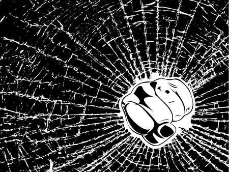Broken Glass Fist. One Color Illustration.のイラスト素材