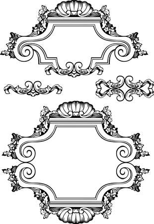 Vector Antique Vintage Frames And Elements. Isolated On White For Design.のイラスト素材
