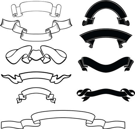 Set Of One Color Vintage Ribbons And Banners.のイラスト素材