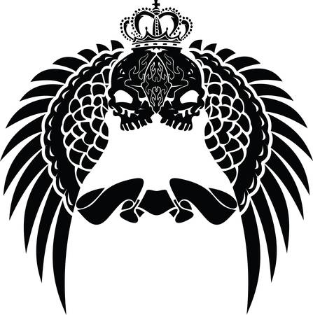 One Color Crown Skull Wingsのイラスト素材
