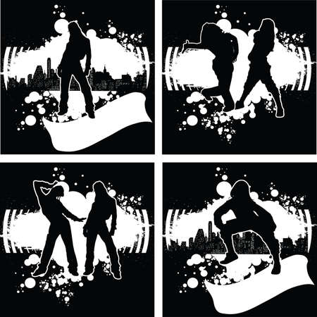 Set Of One Color Hip-Hop Graffitiのイラスト素材