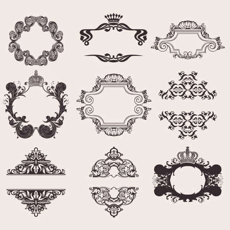 Set Of Nine Ornate Banner Quadのイラスト素材