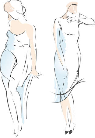 Abstract Fashion Girl Drawingのイラスト素材