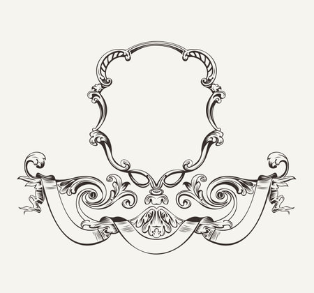 Antique Luxury High Ornate Frame And Bannerのイラスト素材