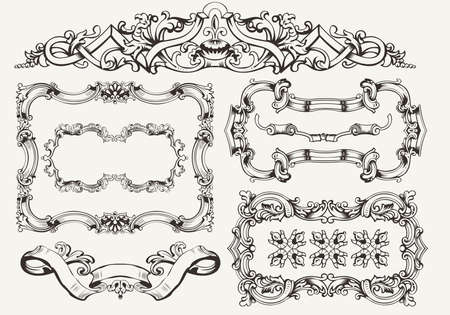 vector set: ornate vintage frames and page decorationのイラスト素材