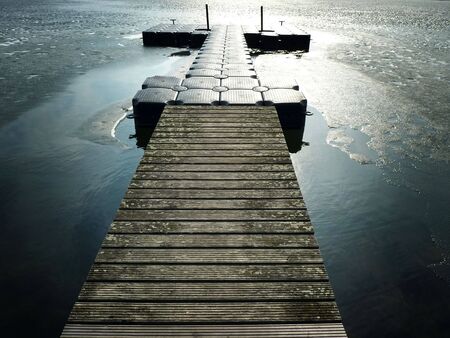  lake scene of a wooden pierの写真素材