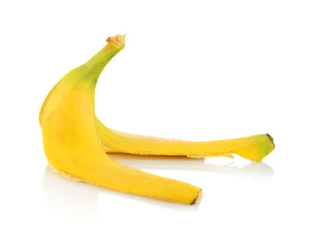 Peel of banana on white backgroundの写真素材