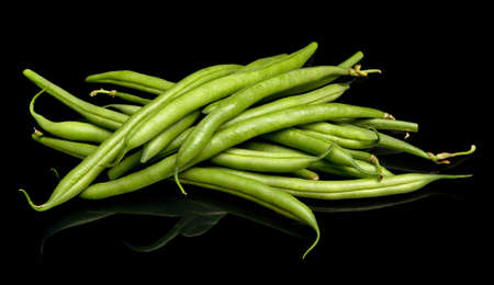 Group of green beans on black background,healthy foodの写真素材