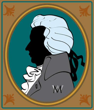 silouhette wolfgang amadeus mozart in frameのイラスト素材