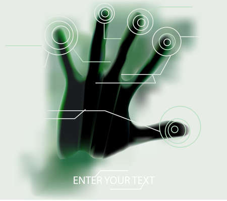 touch screen hand green のイラスト素材