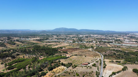 Drone shot over Portugal countrysideの写真素材