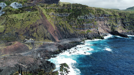 Drone landscape view of Sao Miguel, Azoresの写真素材