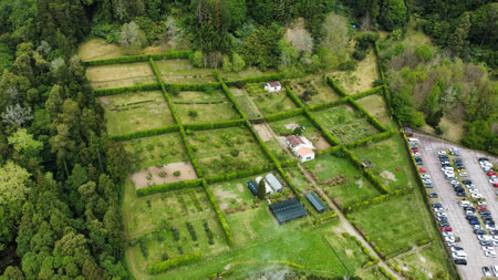Drone landscape view of Sao Miguel, Azoresの写真素材