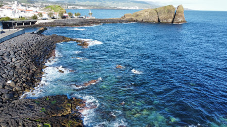 Drone landscape view of Sao Miguel, Azoresの写真素材