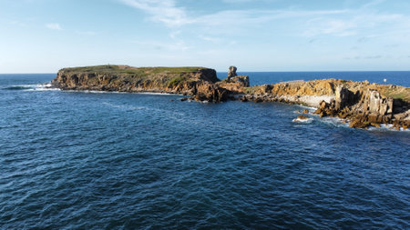 Aerial view over Peniche seaside townの写真素材