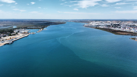 Drone shot over Vila Real de Santo Antonio, Algarveの写真素材
