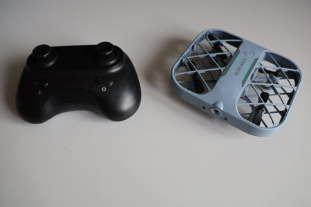Drone and controller on a table