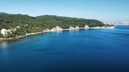 Aerial view of Serra da Arrabidaの写真素材