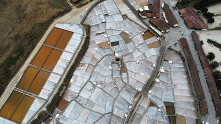 Aerial view of portuguese salinesの写真素材