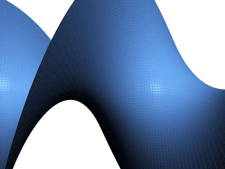 Abstract blue tiled object placed on a white backgroundの写真素材