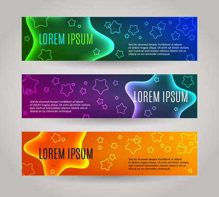 Set of 3 abstract banners with multiple colored starsのイラスト素材
