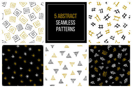 Set of vector hand drawn seamless patterns. EPS 10のイラスト素材
