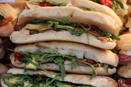 Ham cheese salad sandwiches deliの写真素材