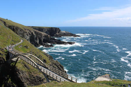 View of the Bridge, the rocks and sea water at Mizen Head Irelandのeditorial素材