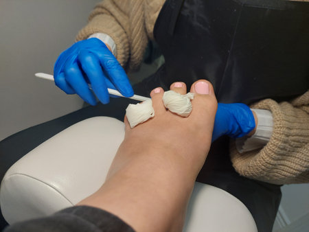 process of making pedicure in a beauty salon, close-upの写真素材