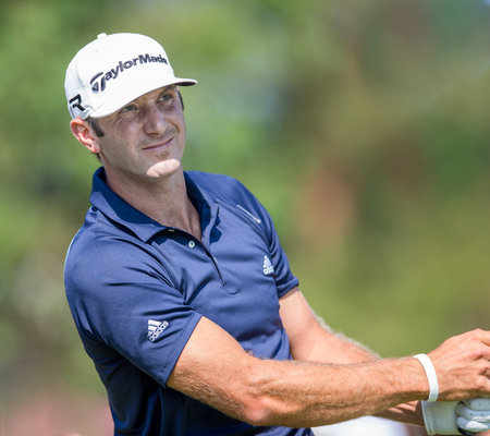 ARDMORE, PA USA- June 12, 2013: Masters champion, Dustin Johnson, hits a drive at the 2013 US Open...