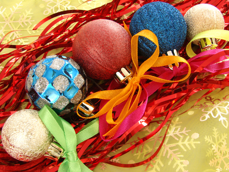 set of colorful christmas baubles                               の写真素材