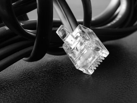 black phone cable with connector                               の写真素材