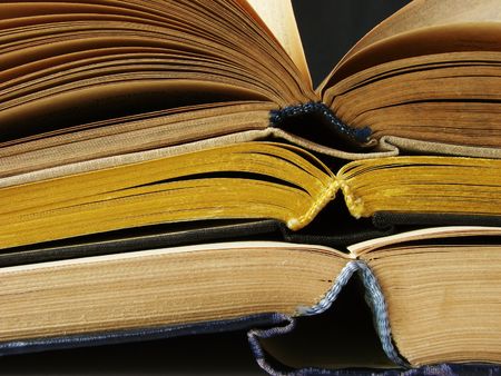 old open books pile fragment                               の写真素材
